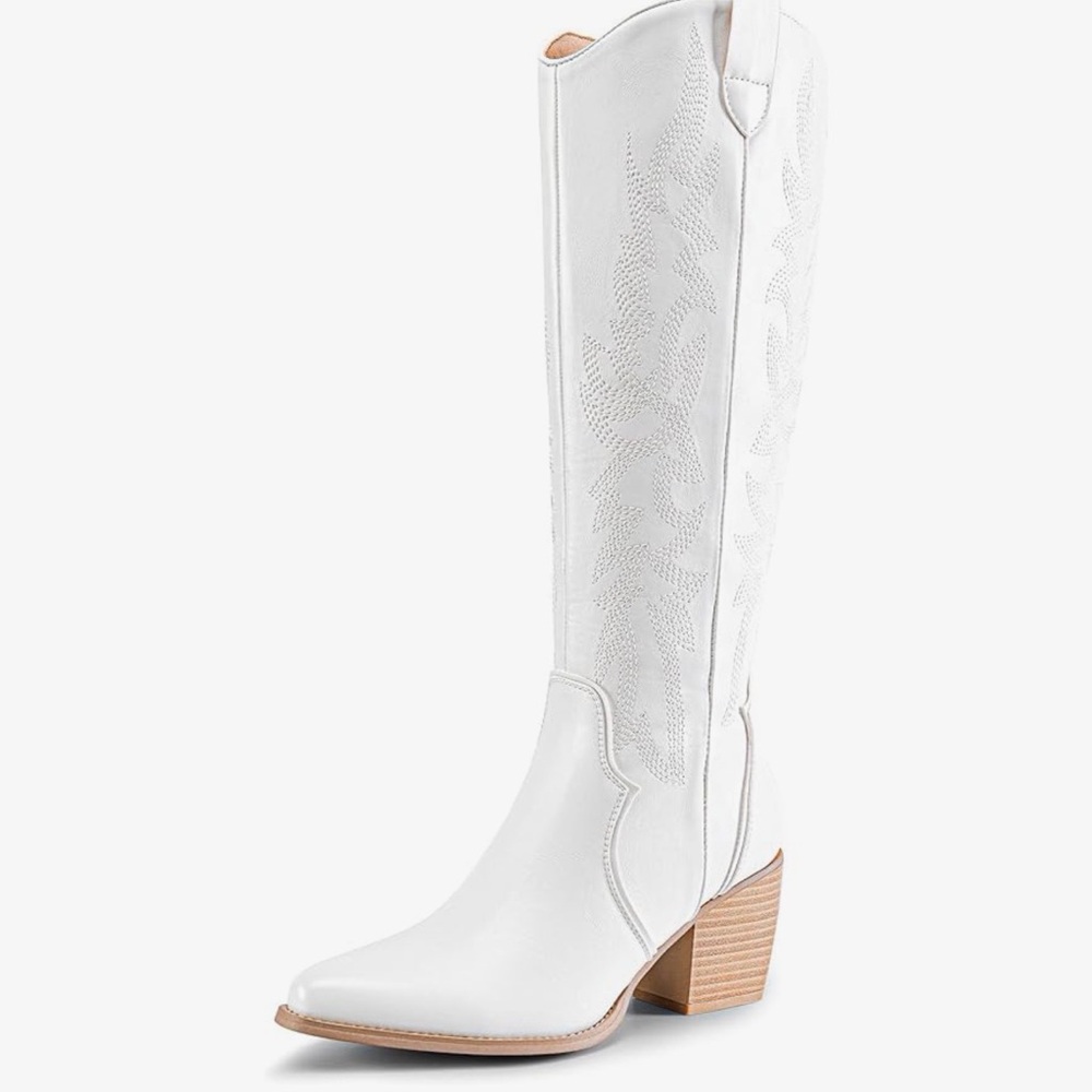Women's White Western Boots - Picture 2 of 8